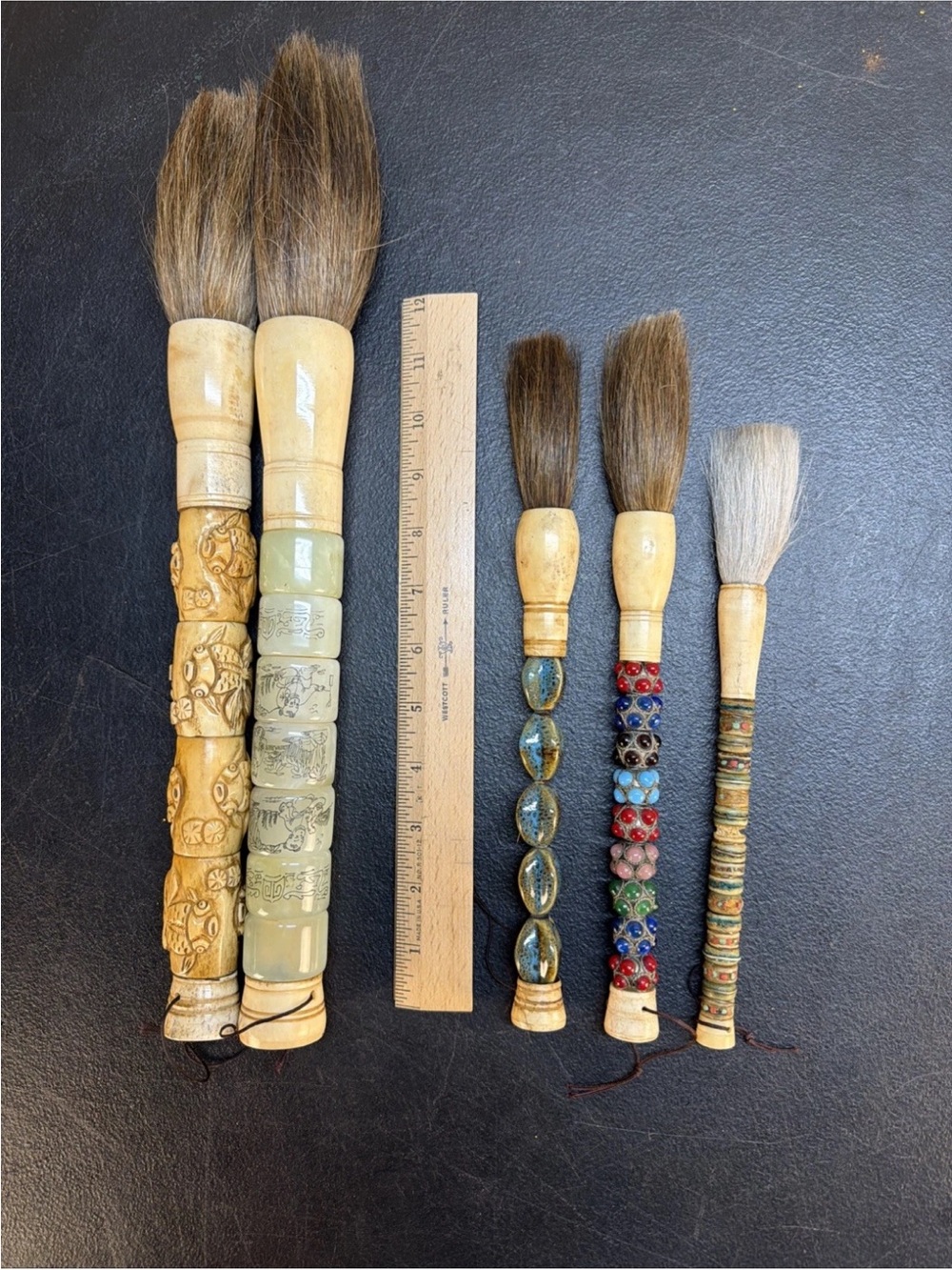 Antique GORGEOUS Asian Decorative Calligraphy Brushes - Picture 13 of 16